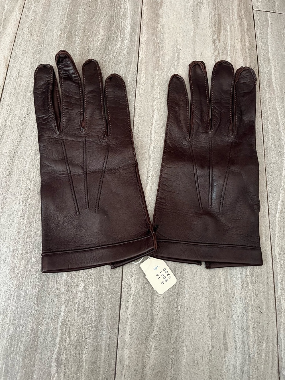Vintage Brown Leather Driving GLOVES Stitched Hand Sewn Soft 6?